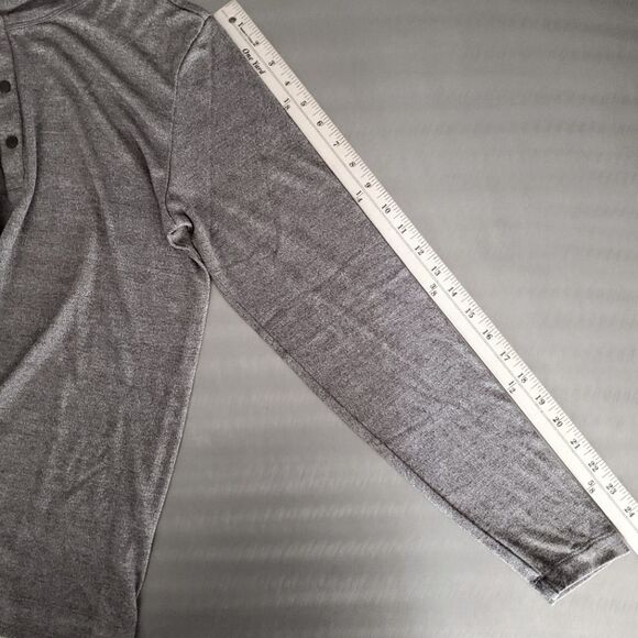 Theory Snap Henley Shirt in Modal Jersey Long Sleeve Relaxed Fit Gray Medium - Picture 9 of 11